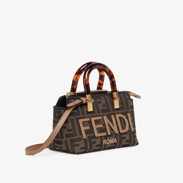 Cheap FF Bag Fabric The ROMA By Boston Motif Logo Way Brown Mini In Fendi 0808